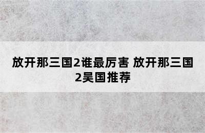 放开那三国2谁最厉害 放开那三国2吴国推荐